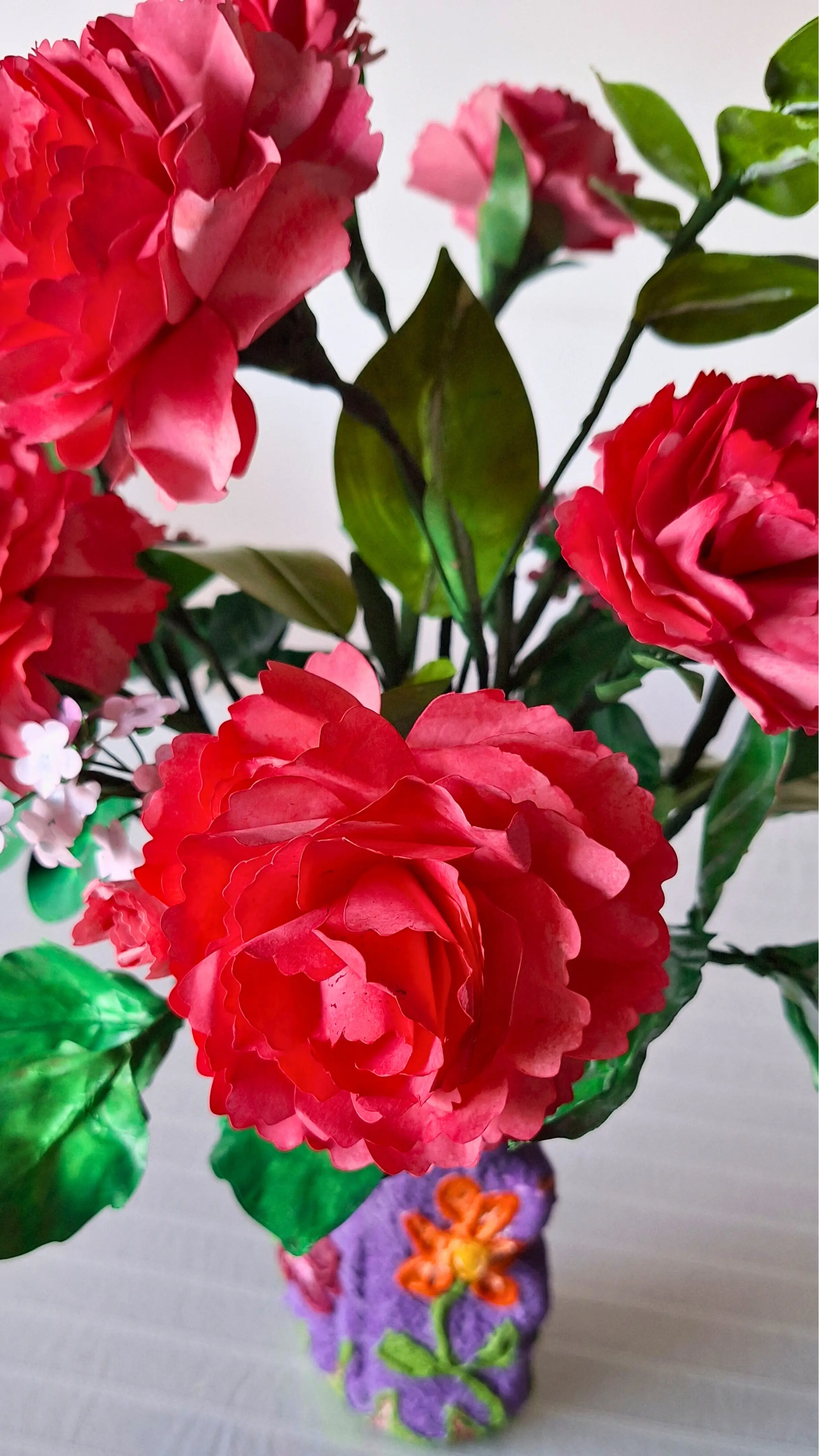 Handmade paper carnations by Caro Flower Art